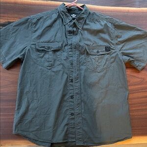 Harley Davidson Motorcycles Dark Gray Casual Button Down Shirt